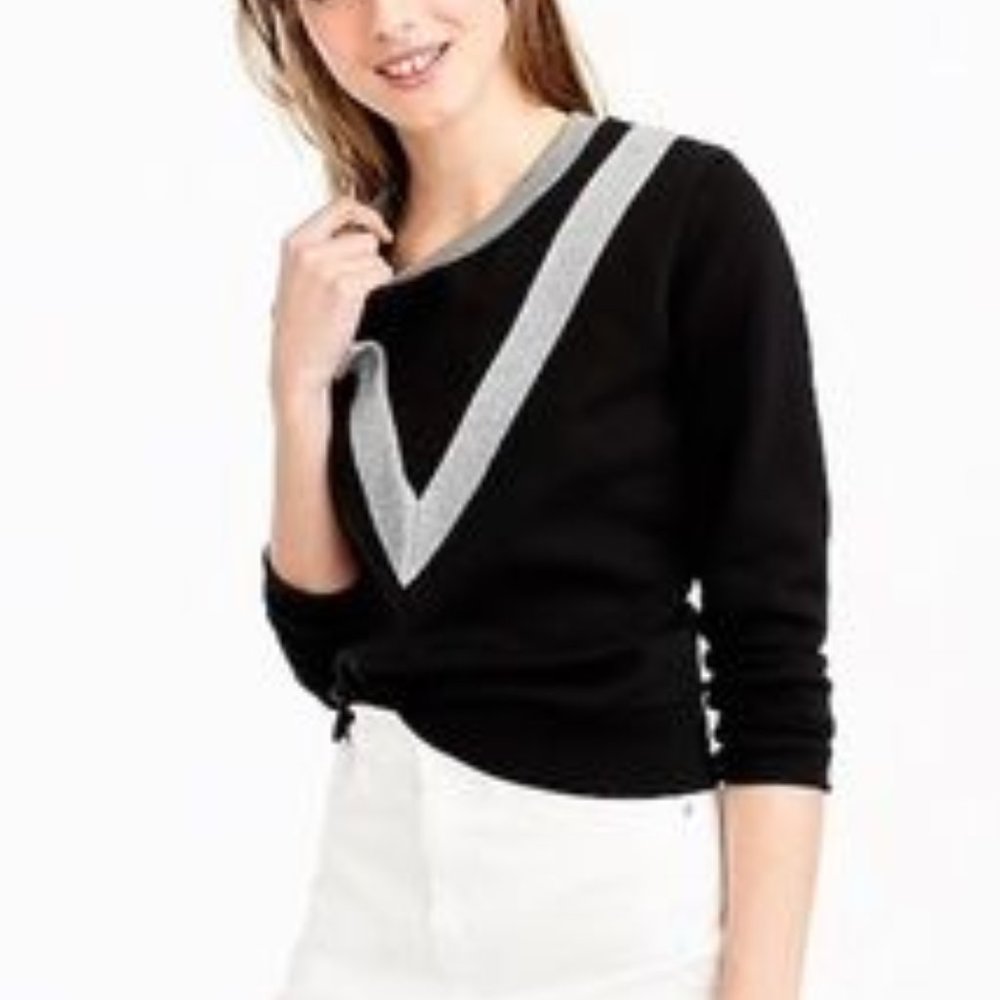 J.CREW Varsity Colorblock Sweatshirt, Black/Grey, S